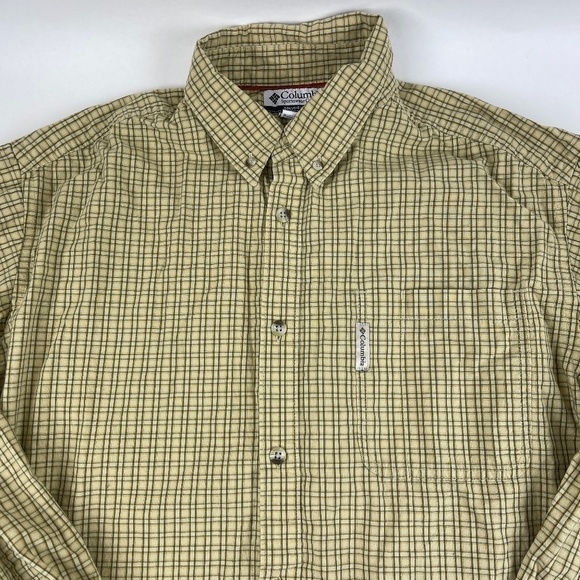 Columbia Button Down Shirt Mens Large Yellow Plaid - Picture 3 of 8